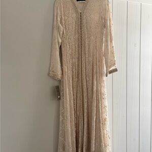 NWT Cream Chiffon Embroidered Dress